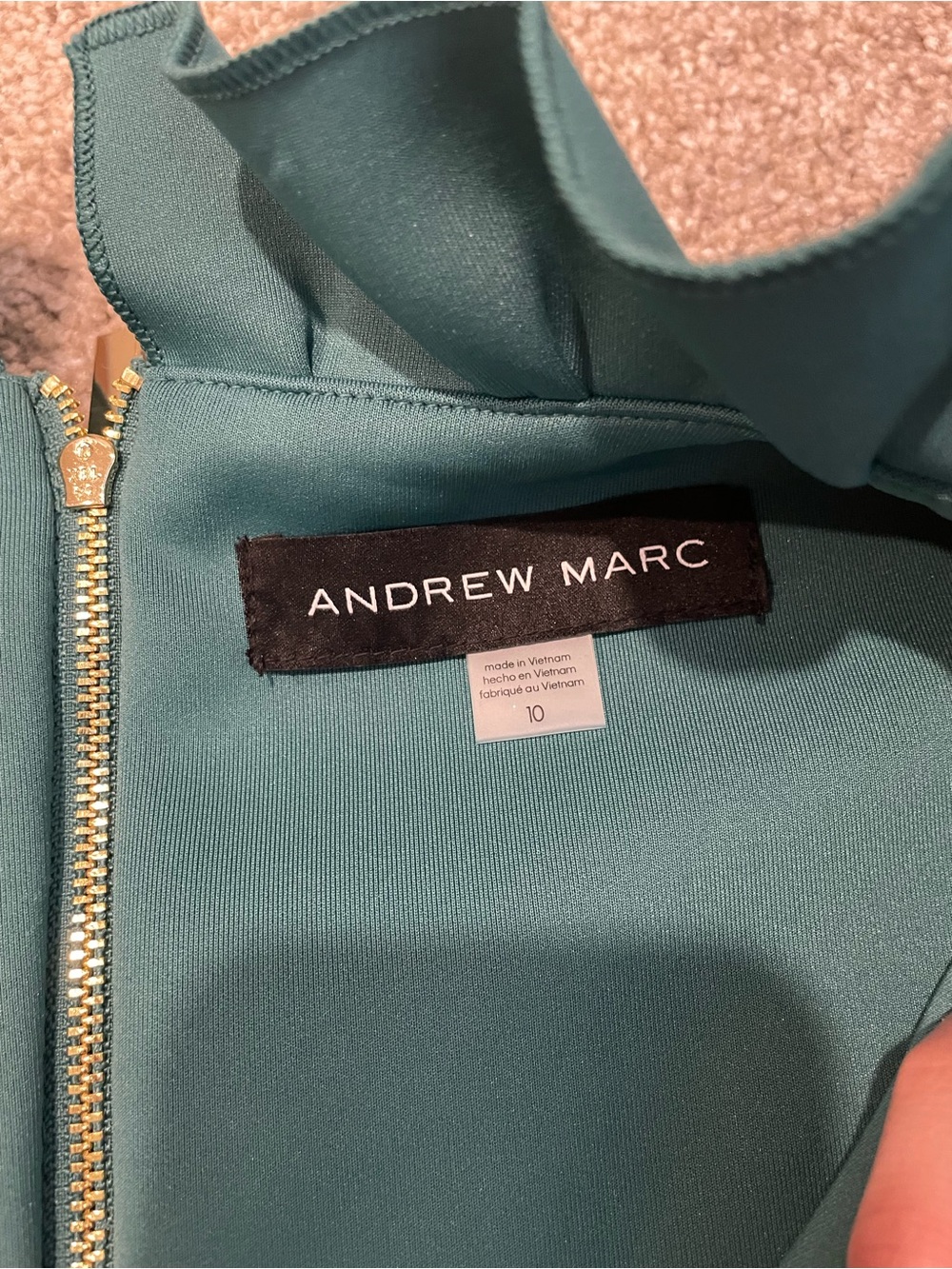 Andrew Marc Teal Ruffle-Trim Midi Sheath Dress - Picture 4 of 4